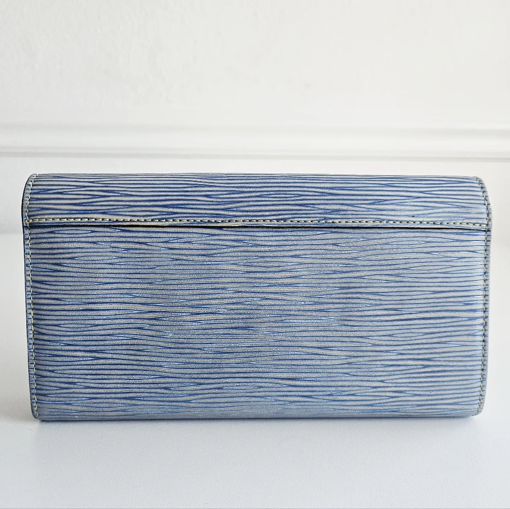 Louis Vuitton Blue Epi Denim Leather Twist Lock Long Wallet